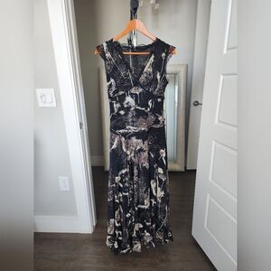 Black Panel Plunge Maxi Dress Size L